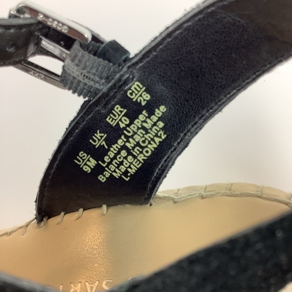 FRANCO SARTO LEATHER ESPADRILLES WEDGE BLACK 9 - Picture 9 of 12